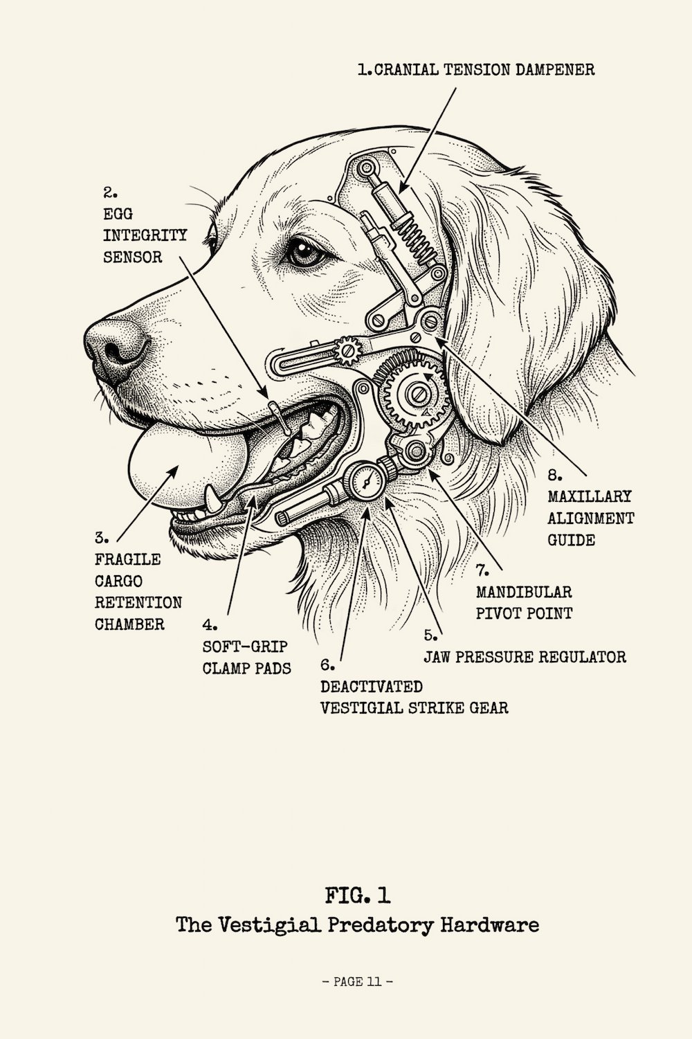Interior page from The Golden Retriever Manual, the Vestigial Predatory Hardware