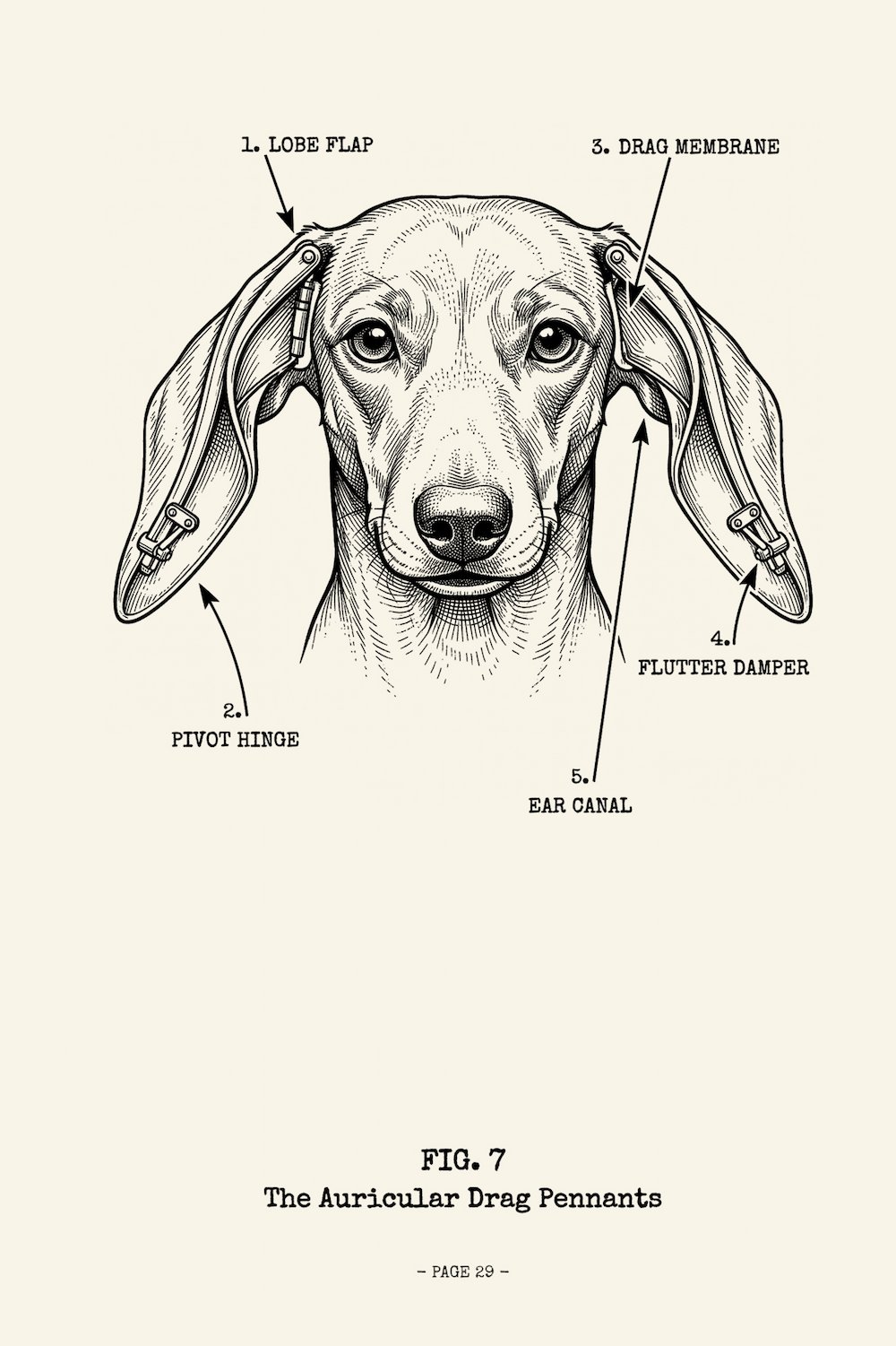 Interior page from The Dachshund Manual, the Auricular Drag Pennants