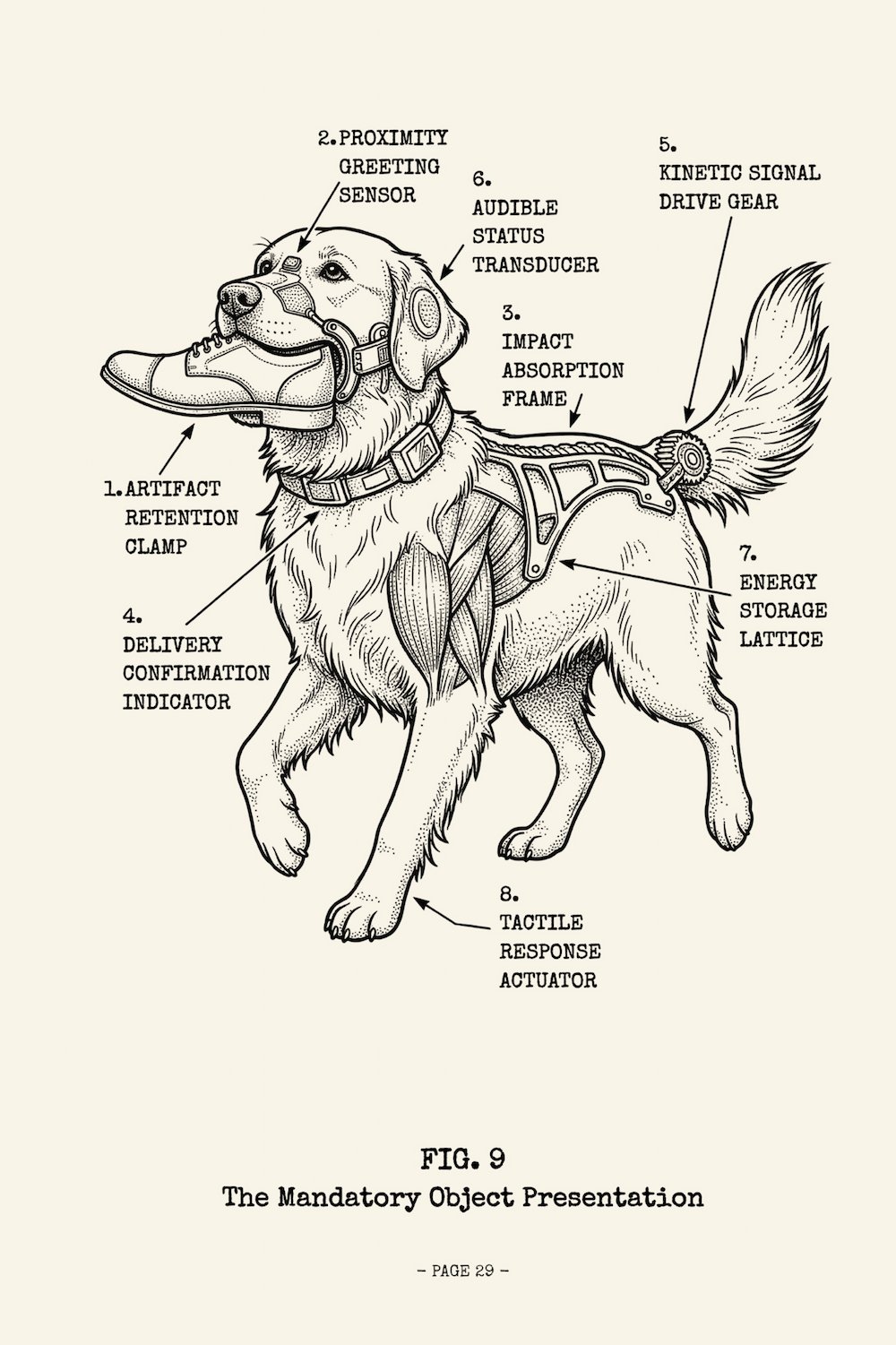 Interior page from The Golden Retriever Manual, the Mandatory Object Presentation