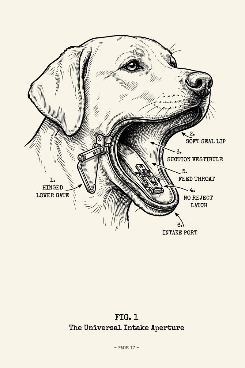 Interior page from The Labrador Retriever Manual, the Universal Intake Aperture