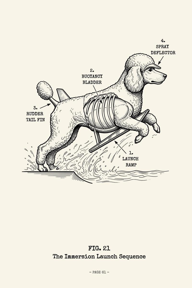 Interior page from The Poodle Manual, the Immersion Launch Sequence